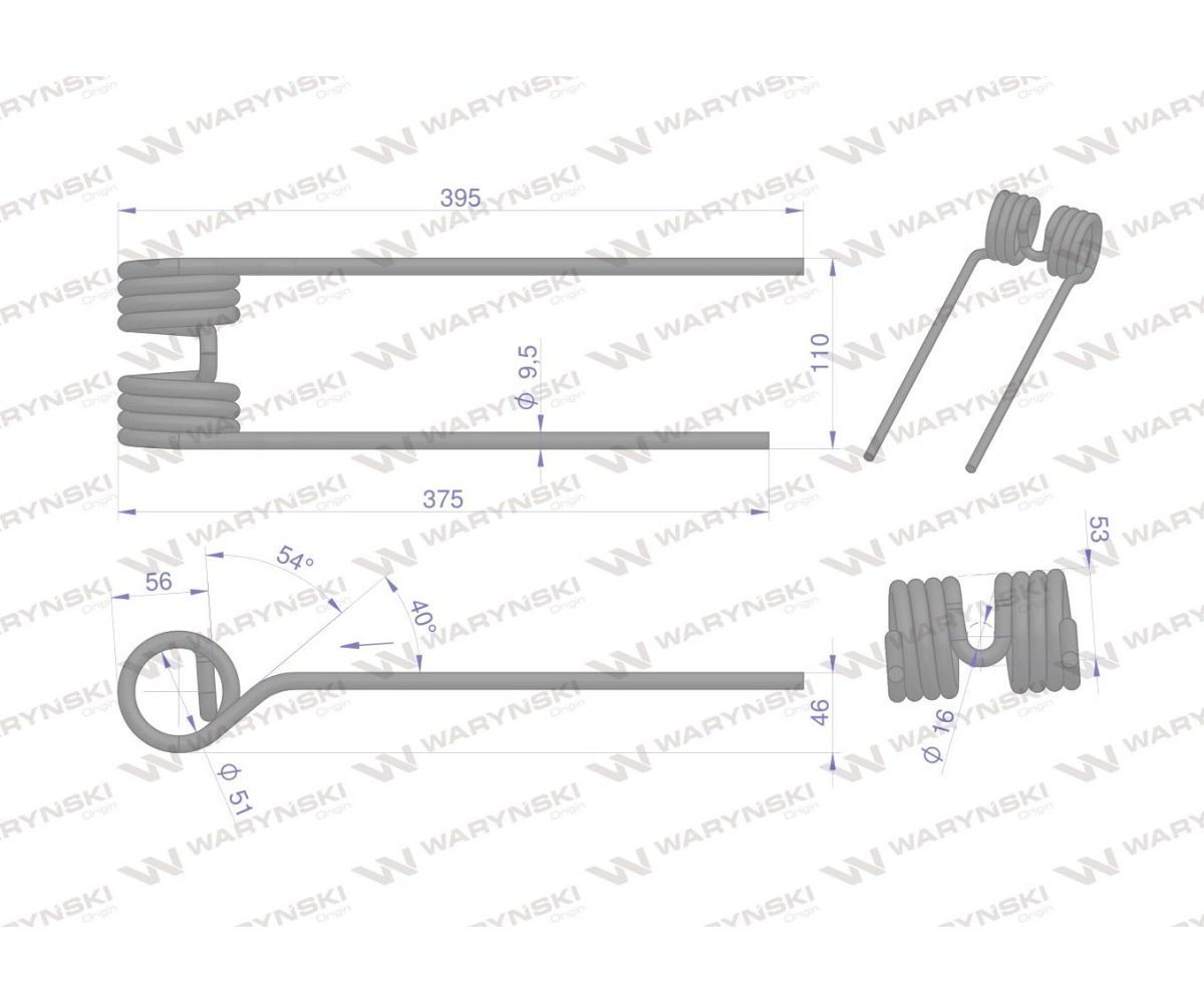 Palec przetrząsarka prawy zastosowanie Kuhn WARYŃSKI W-58740700