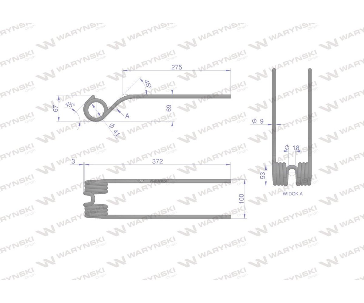 Palec przetrząsarka DEUTZ FAHR. Pottinger. 06580456 Waryński