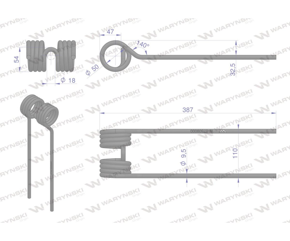Palec przetrząsarka KUHN 67609000 Waryński