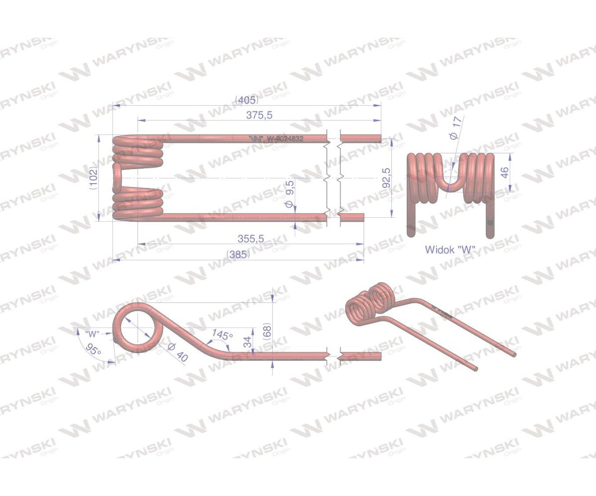 Palec przetrząsarka do Claas 9024832 Waryński