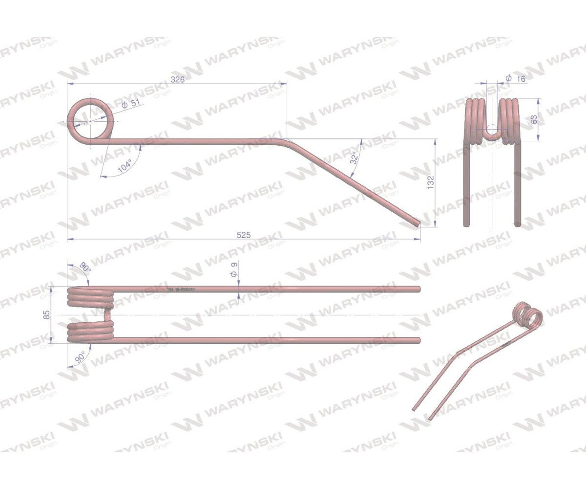 Palec zgrabiarka karuzelowa zastosowanie Claas 9536290 Waryński