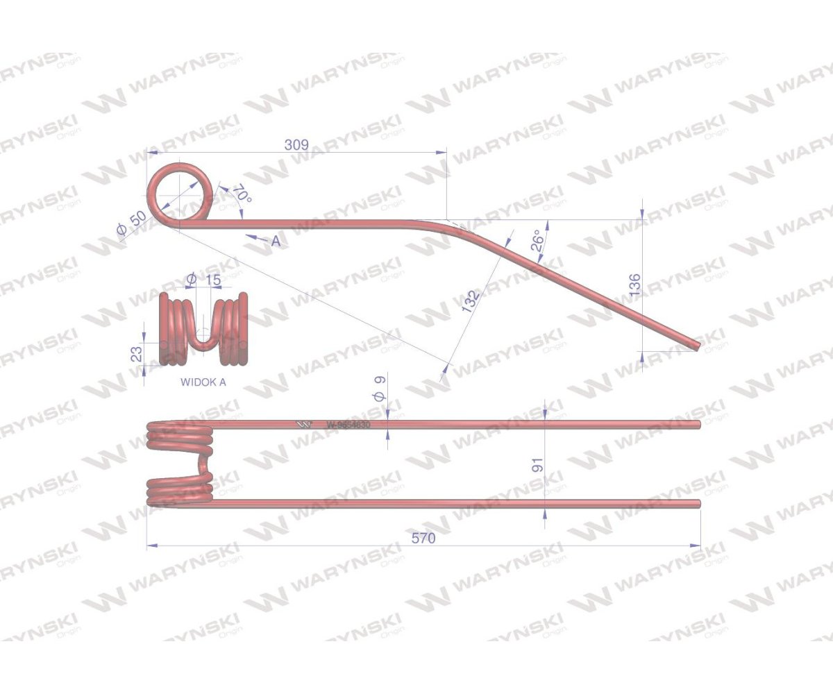 Palec zgrabiarka do Claas 9554830 Waryński