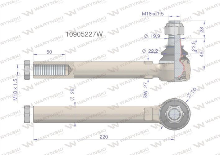Przegub układu kierowniczego JCB 10/905227 Waryński