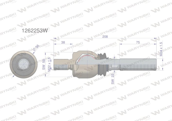 Przegub układu kierowniczego JCB 1262253 Waryński