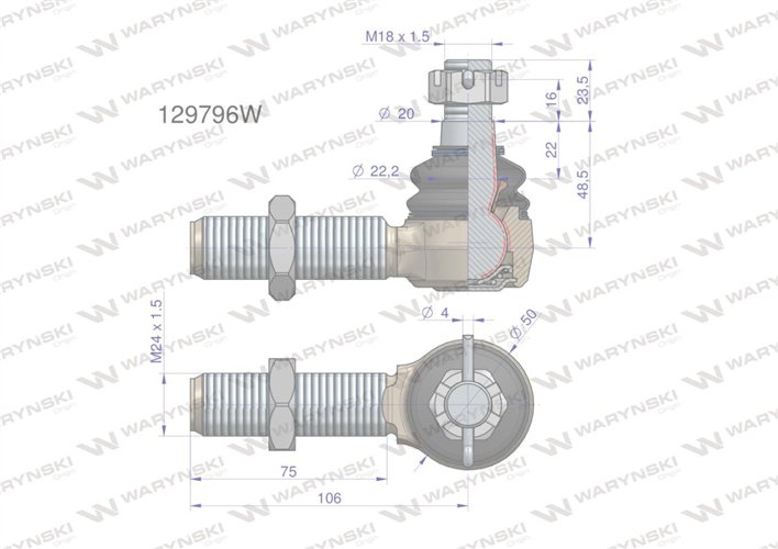 Przegub układu kierowniczego Manitou 129796 Waryński