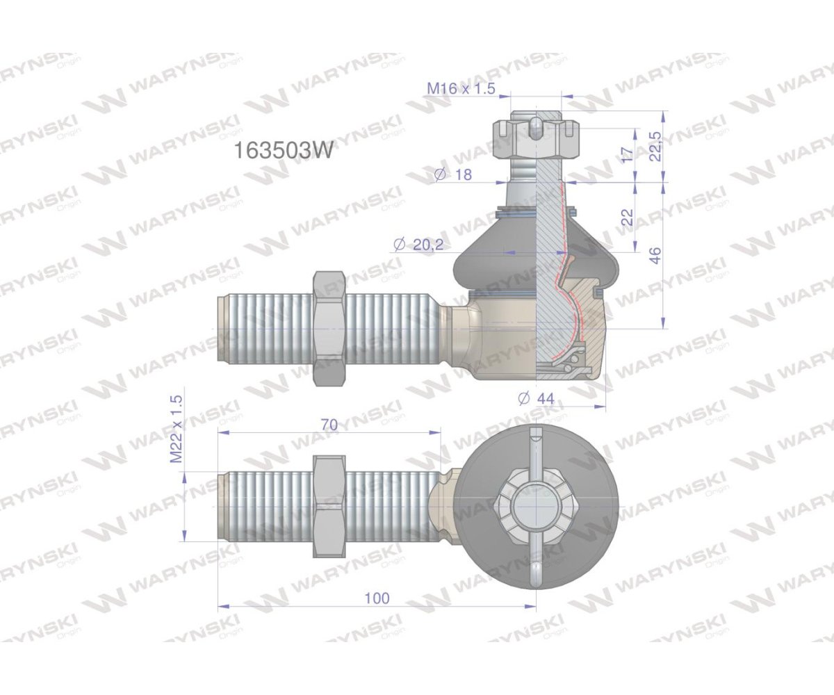 Przegub układu kierowniczego Manitou 163503 Waryński