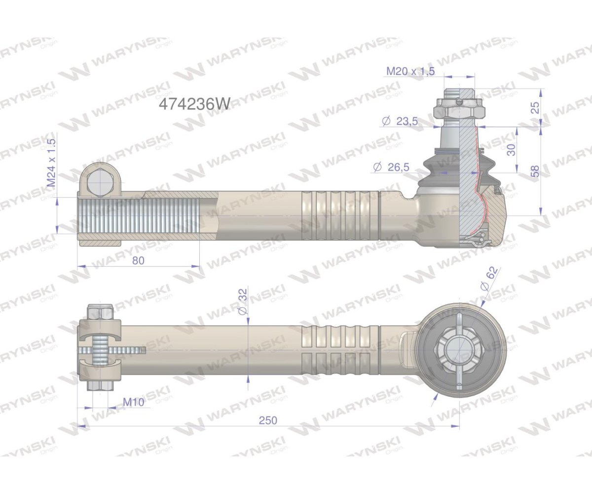 Przegub układu kierowniczego Manitou 474236 Waryński