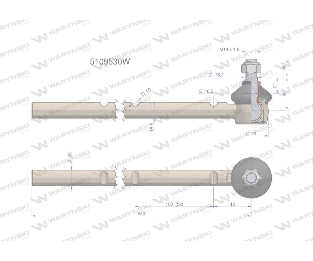 Przegub kierowniczy 6 karbów 5109530 WARYŃSKI