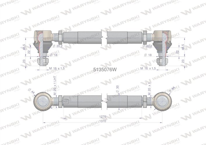 Drążek kierowniczy 1370mm 5135076 WARYŃSKI