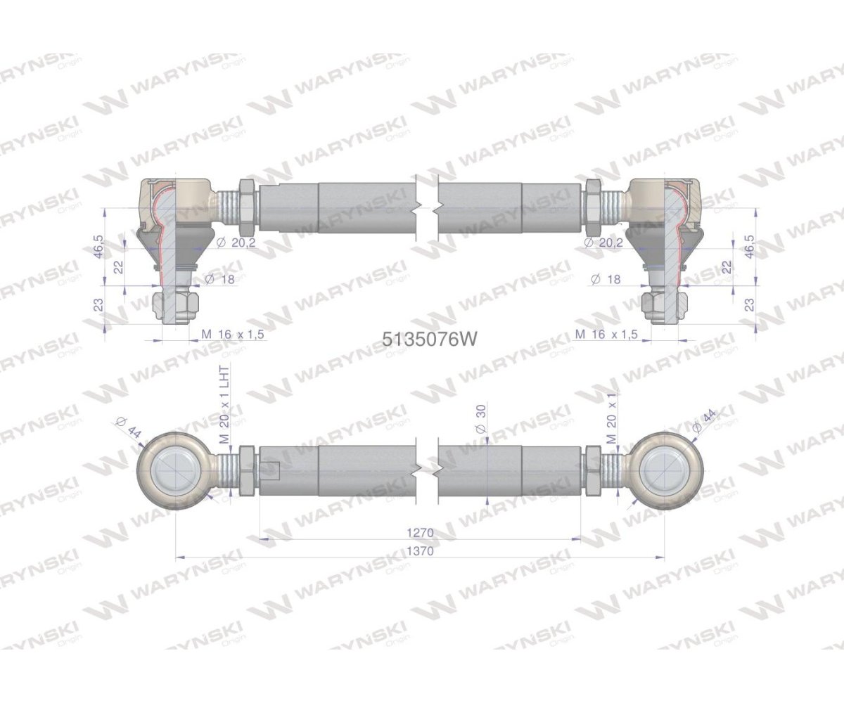 Drążek kierowniczy 1370mm 5135076 WARYŃSKI