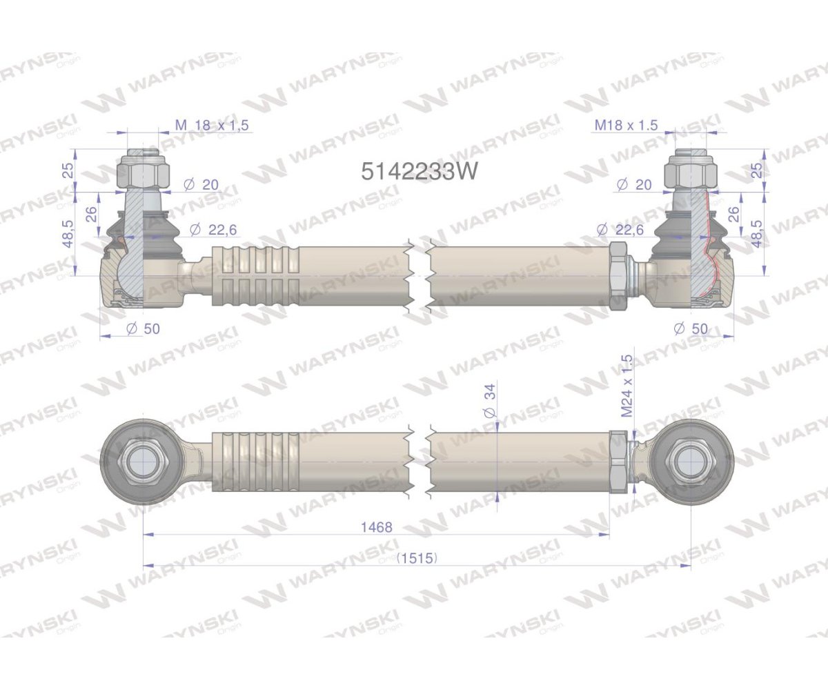 Drążek kierowniczy 5142233 WARYŃSKI