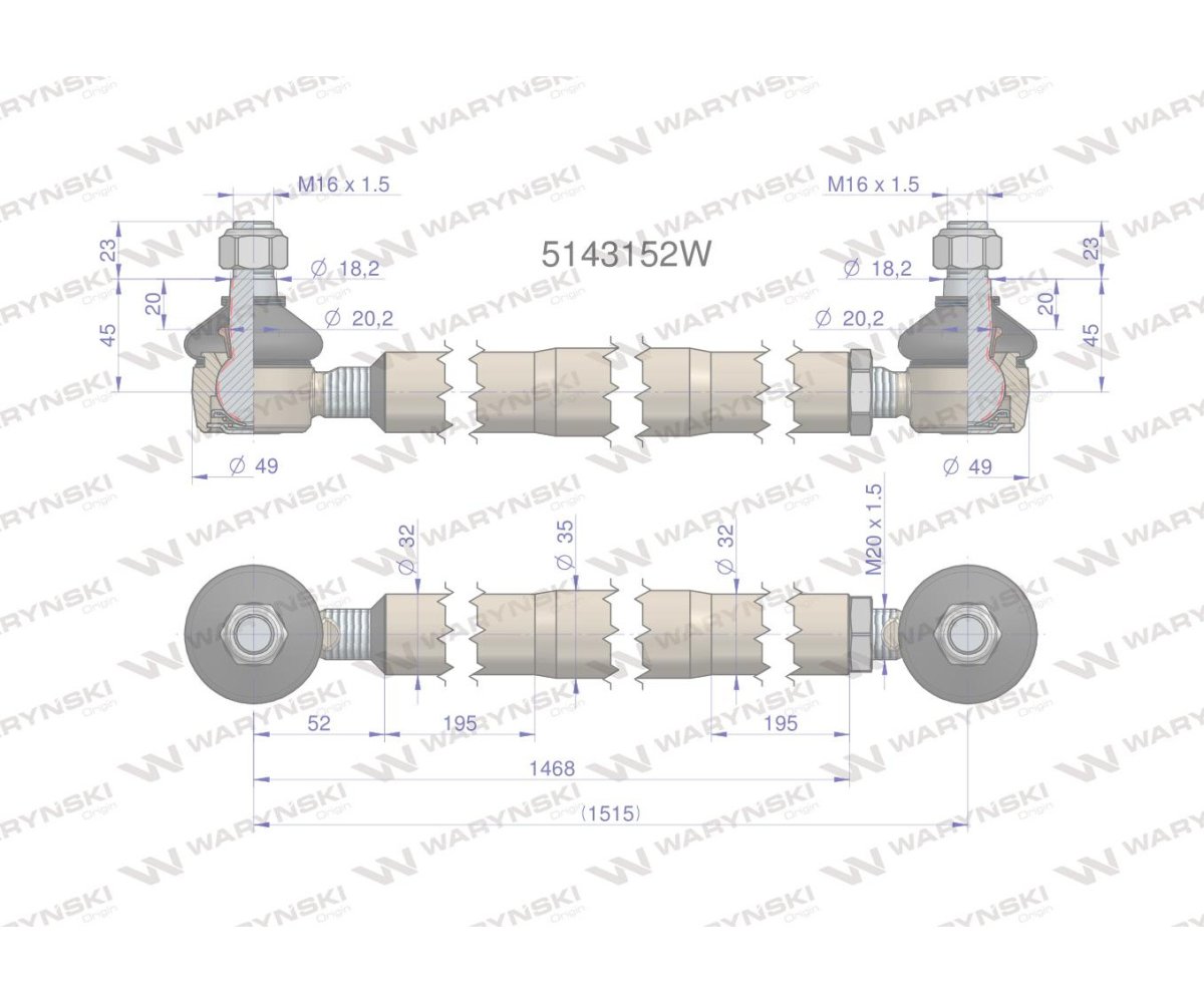 Drążek kierowniczy 5143152 WARYŃSKI