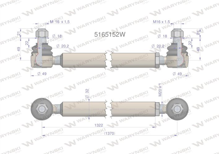 Drążek kierowniczy 5165152 WARYŃSKI
