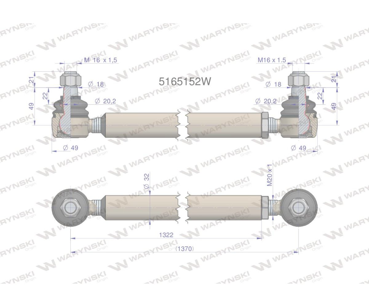 Drążek kierowniczy 5165152 WARYŃSKI