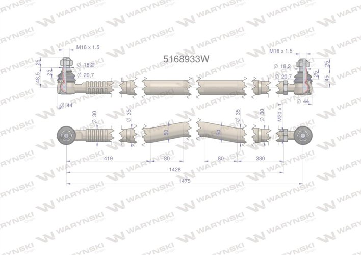 Drążek kierowniczy 1475mm 5168933 WARYŃSKI