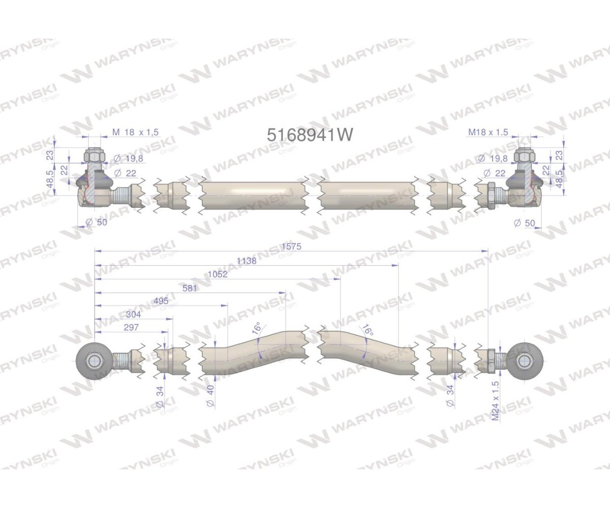 Drążek kierowniczy 5168941 WARYŃSKI