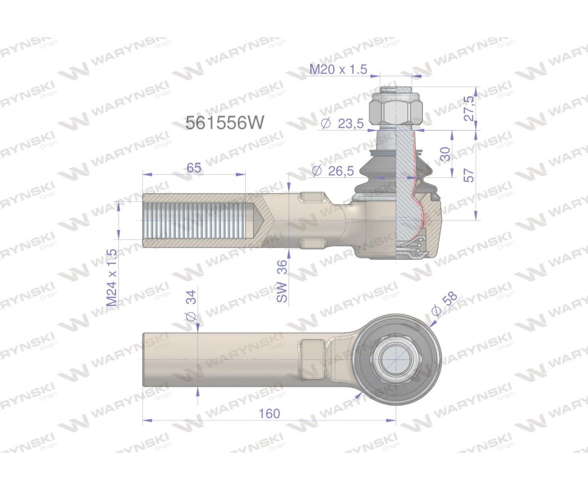 Przegub układu kierowniczego Manitou 561556 Waryński