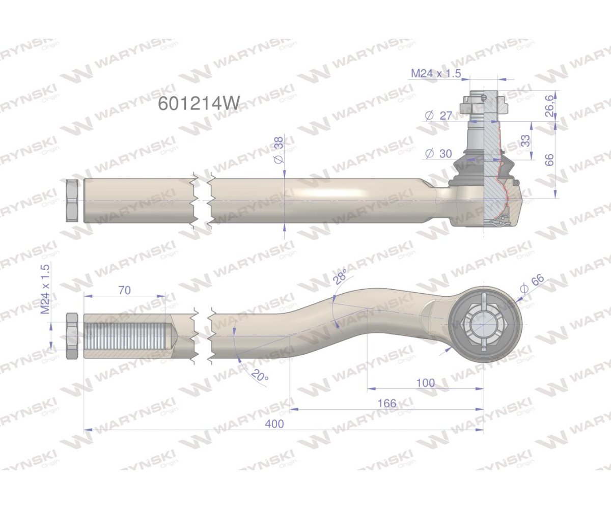 Przegub układu kierowniczego Manitou 601214 Waryński