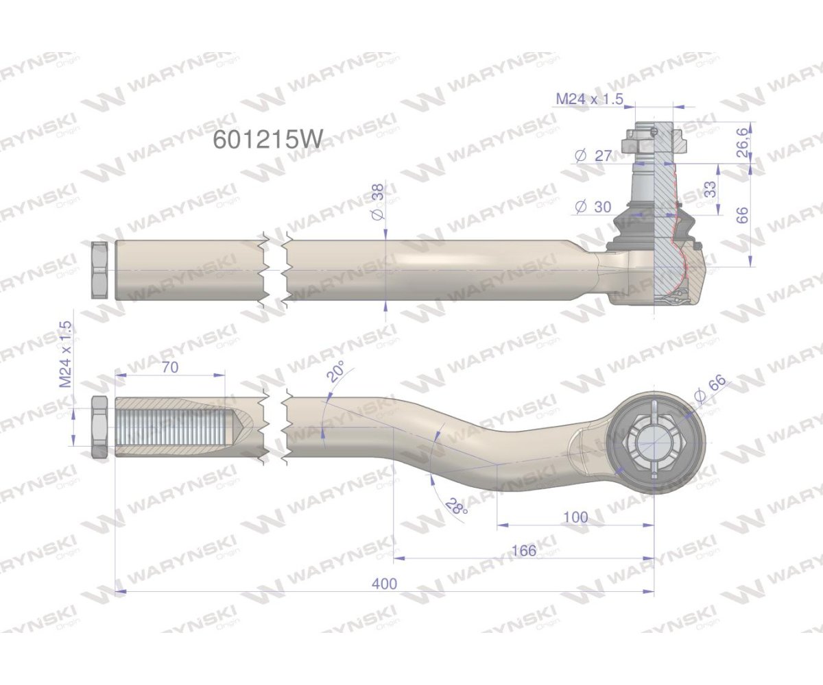 Przegub układu kierowniczego Manitou 601215 Waryński