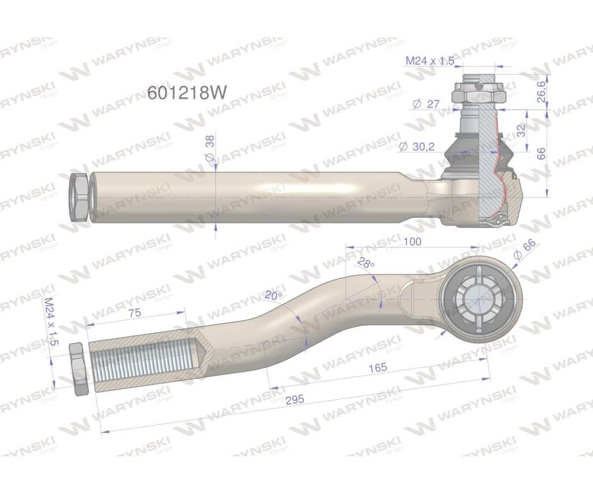 Przegub układu kierowniczego Manitou 601218 Waryński