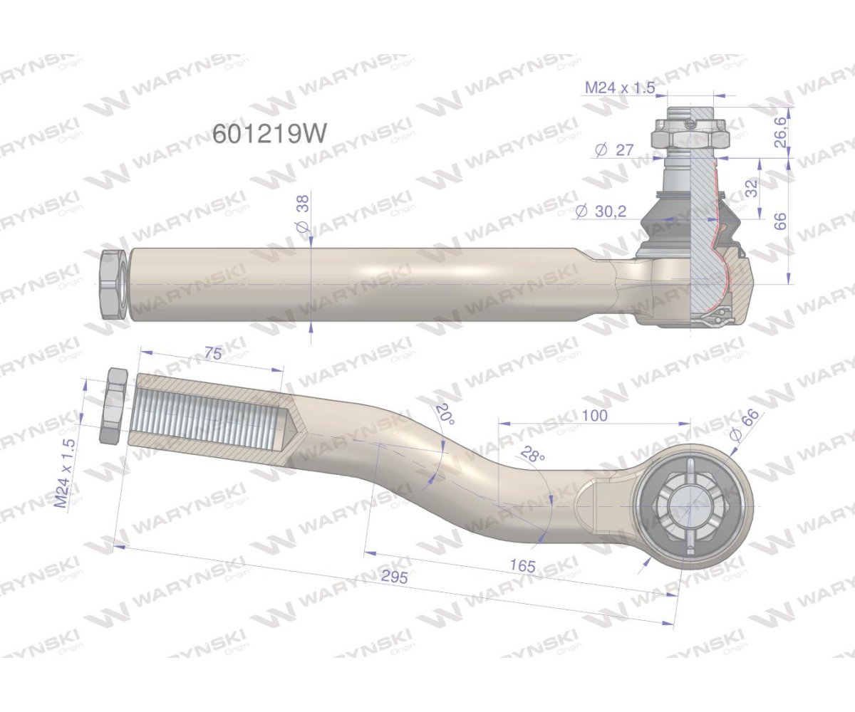 Przegub układu kierowniczego Manitou 601219 Waryński
