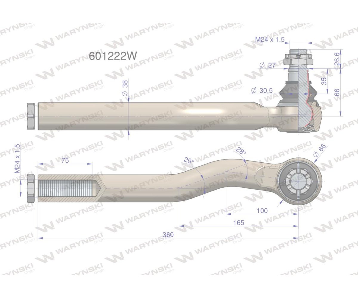 Przegub układu kierowniczego Manitou 601222 Waryński