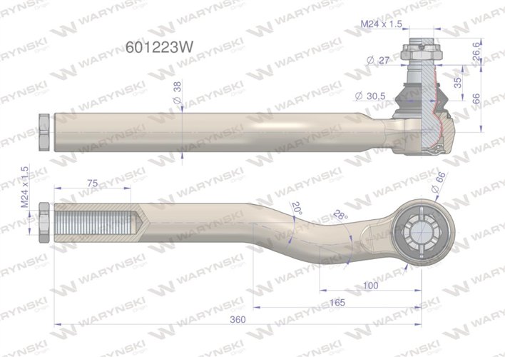 Przegub układu kierowniczego Manitou 601223 Waryński
