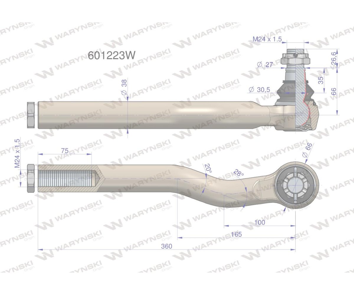 Przegub układu kierowniczego Manitou 601223 Waryński