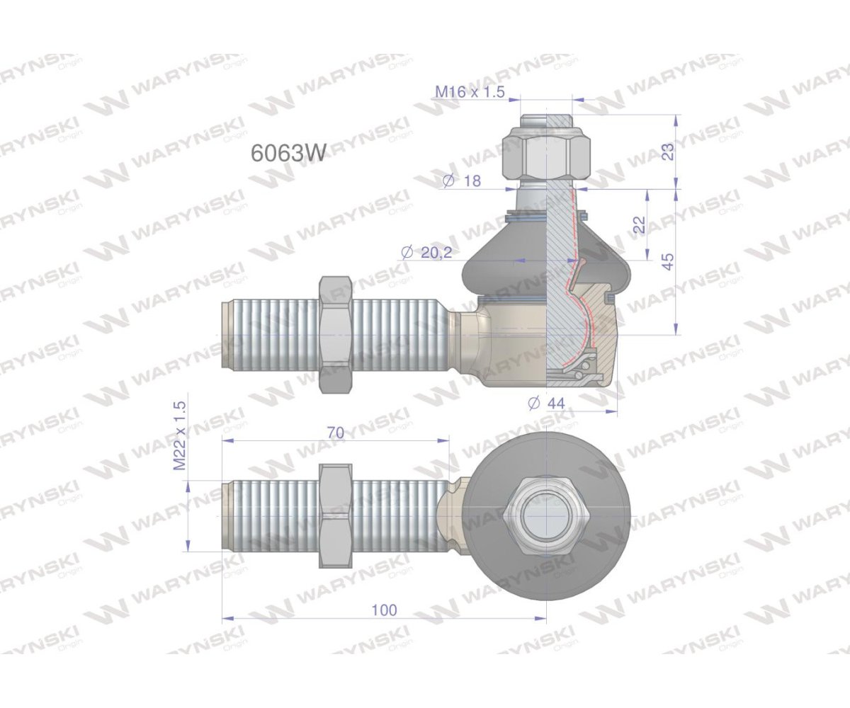 Przegub układu kierowniczego Manitou 6063 Waryński