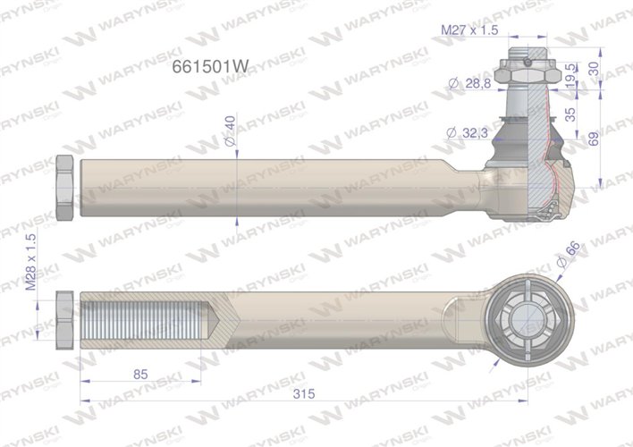 Przegub układu kierowniczego Manitou 661501 Waryński