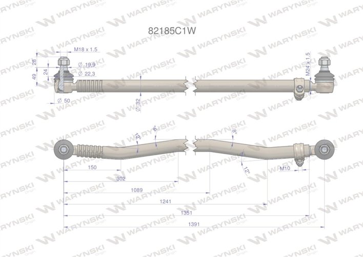 Drążek kierowniczy 1391mm 82185C1 WARYŃSKI
