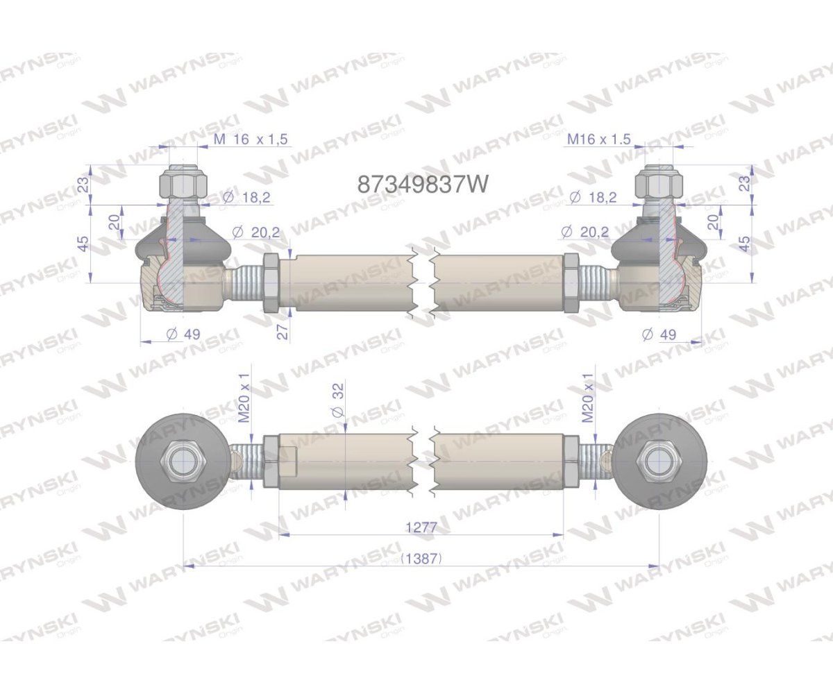 Drążek kierowniczy 87349837 WARYŃSKI