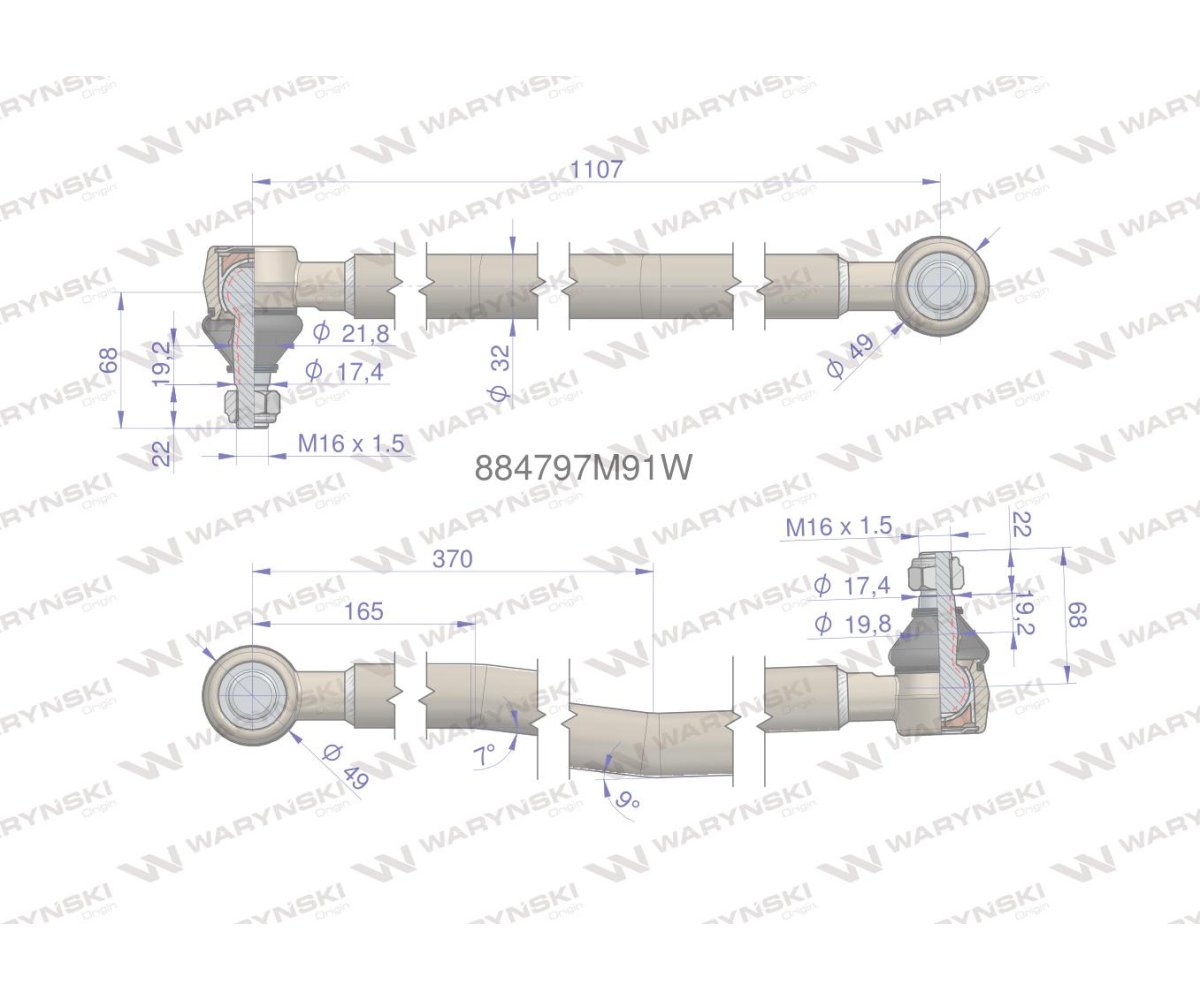 Drążek kierowniczy 884797M91 WARYŃSKI