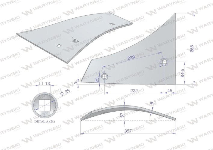 Pierś odkładni 4-skibowa zastosowanie U/52 Unia Pług WARYŃSKI