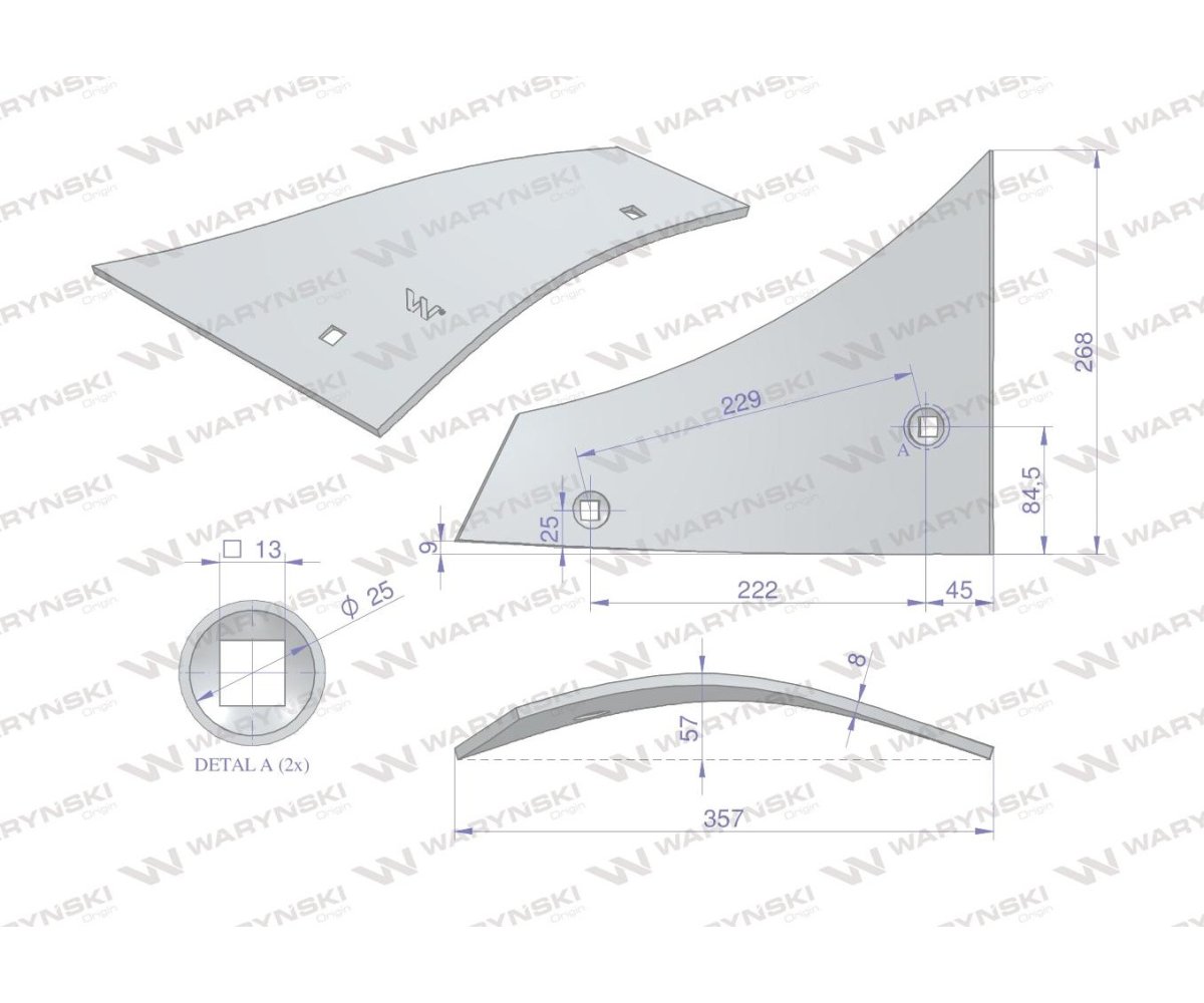 Pierś odkładni 4-skibowa zastosowanie U/52 Unia Pług WARYŃSKI