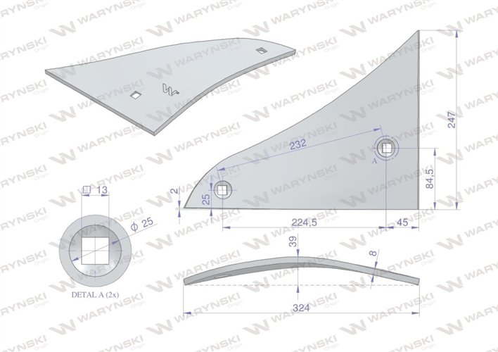 Pierś odkładni 3-skibowa zastosowanie PR/57 Unia Pług WARYŃSKI