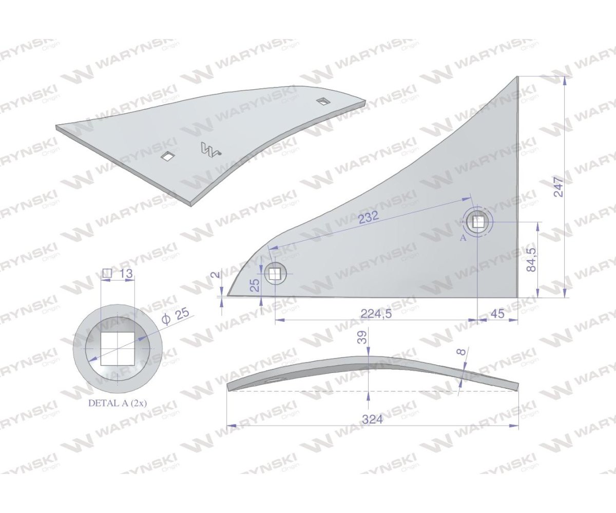 Pierś odkładni 3-skibowa zastosowanie PR/57 Unia Pług WARYŃSKI