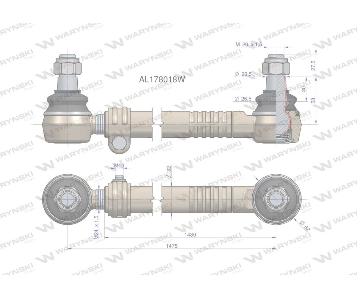 Drążek kierowniczy 1475mm AL178018 WARYŃSKI