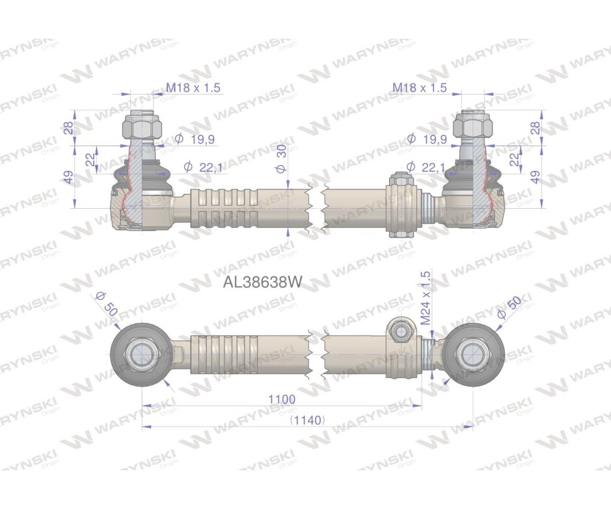 Drążek kierowniczy AL38638 WARYŃSKI