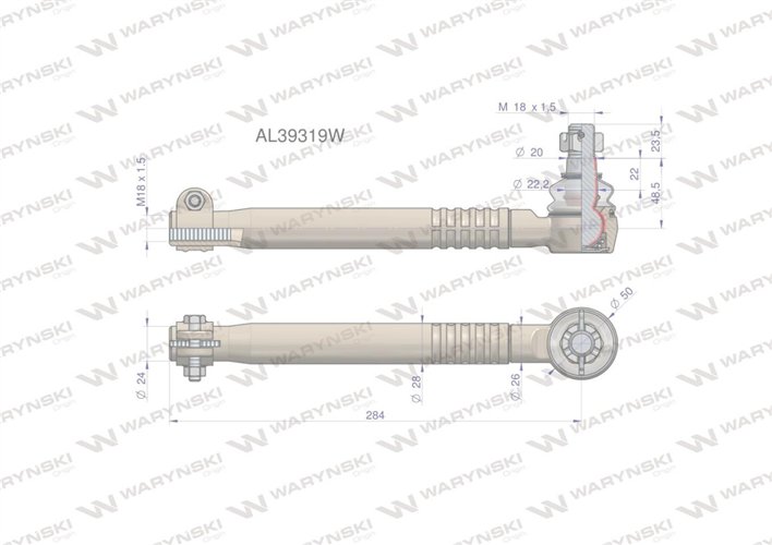 Przegub kierowniczy 284mm- M18x1,5 AL39319 WARYŃSKI