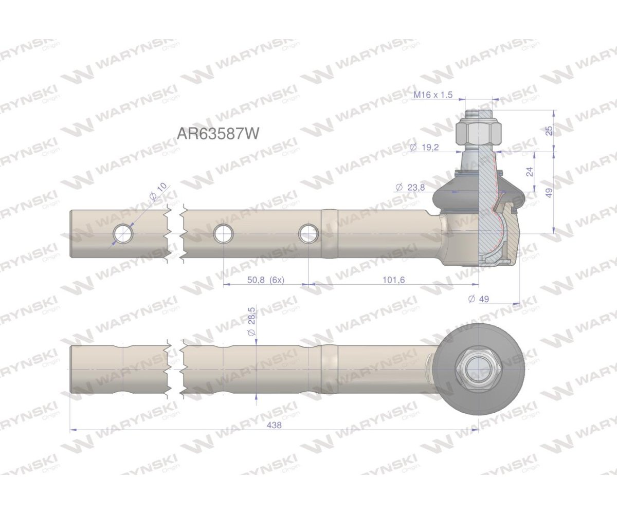 Przegub kierowniczy 438mm AR63587 WARYŃSKI
