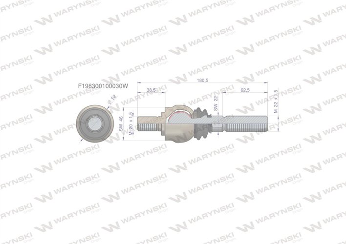 Przegub kierowniczy 180,5mm- M20x1,5 M22x1,5 F198300100030 WARYŃSKI