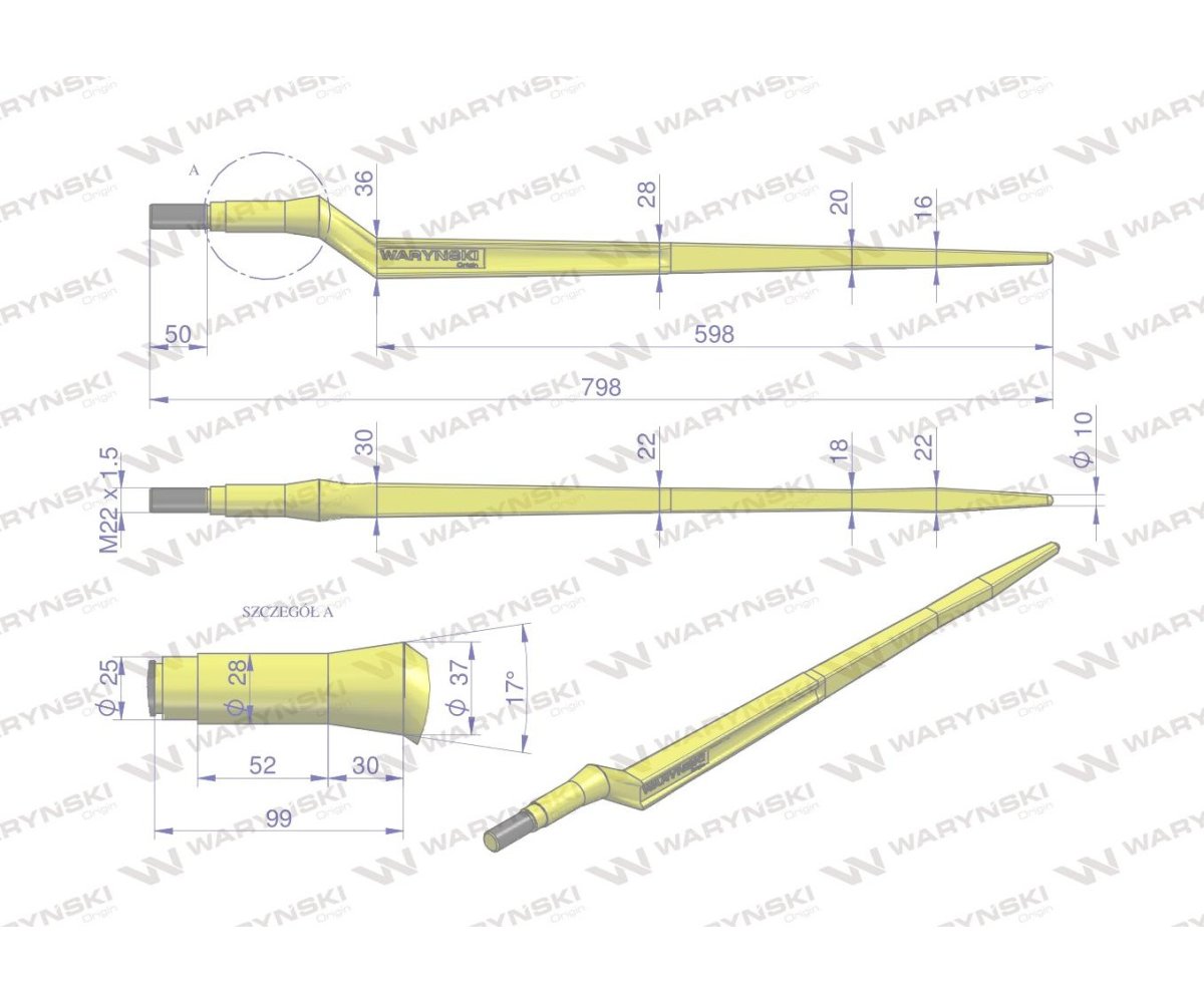 Ząb ładowacza uniwersalny Z L- 800 mm Tur WARYŃSKI