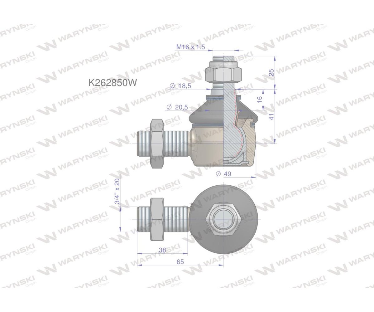 Przegub kierowniczy 3/4' K262850 WARYŃSKI
