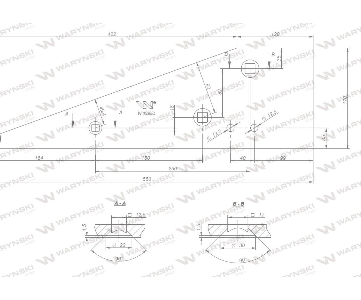 Płoza prawa krótka zastosowanie Kverneland stal borowa WARYŃSKI