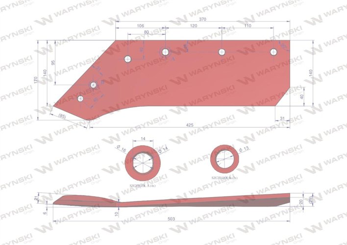 Eurolemiesz lewy 14" zastosowanie Kverneland Pług stal borowa Waryński