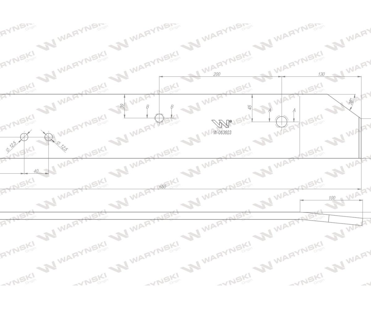 Płoza długa prawa zastosowanie Kverneland stal borowa WARYŃSKI