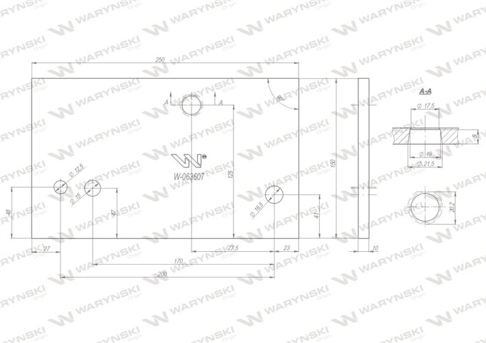 Płyta pośrednia l / p korpus 8.9.12.15.19 i 28 zastosowanie Kverneland stal borowa WARYŃSKI