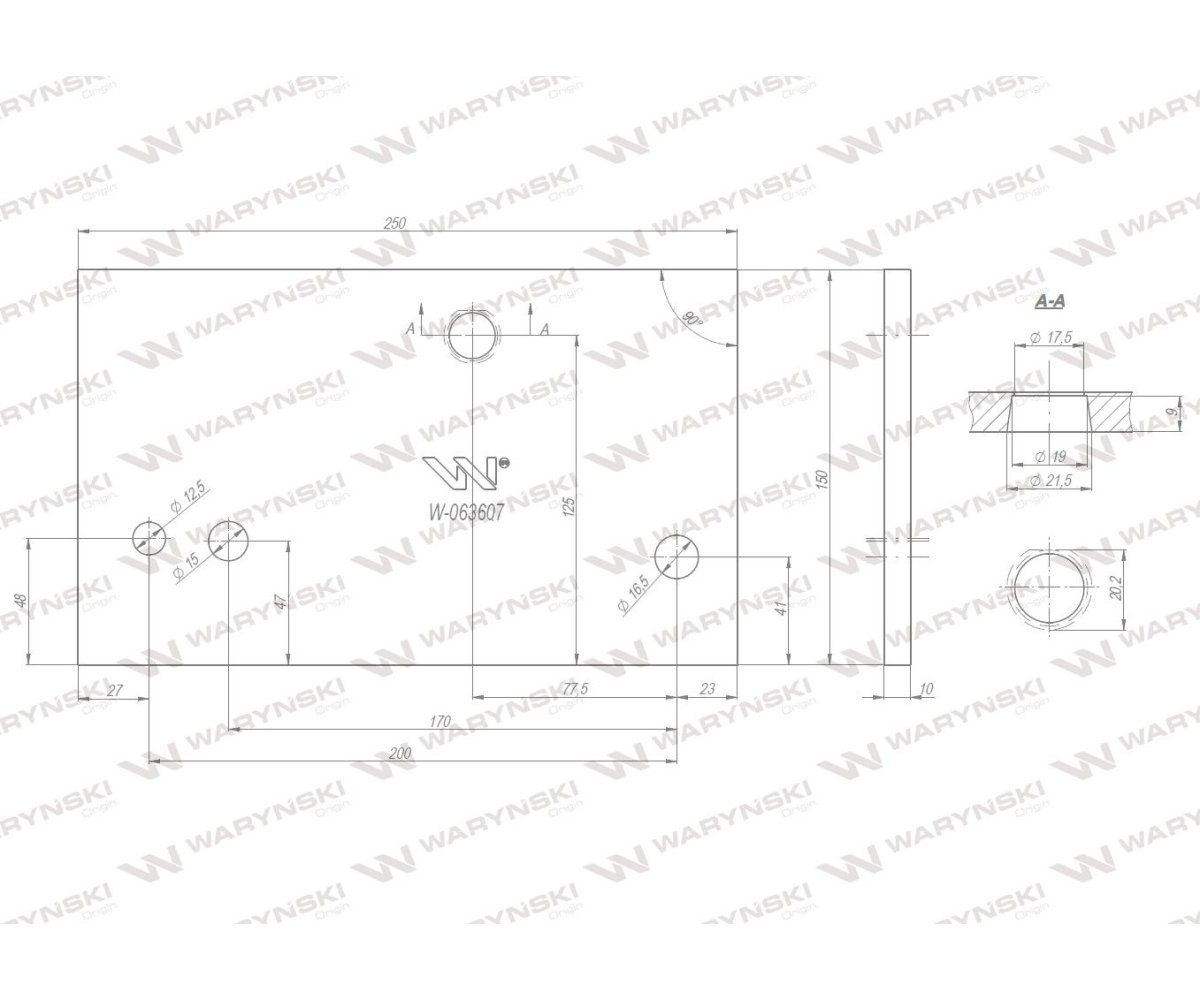 Płyta pośrednia l / p korpus 8.9.12.15.19 i 28 zastosowanie Kverneland stal borowa WARYŃSKI