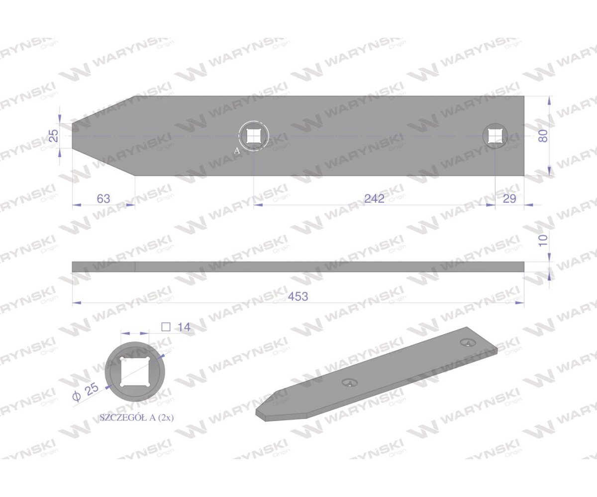 Płoza lewa praw uniwersalna zastosowanie Gregoire-Besson 172338 stal borowa WARYŃSKI
